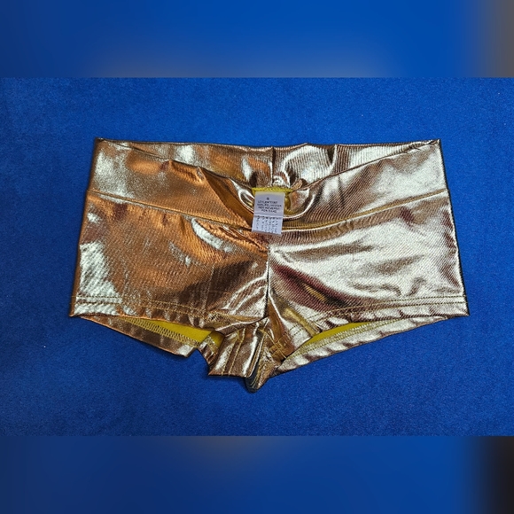 iHeartRaves Metallic Booty Shorts - Gold S - Picture 4 of 6